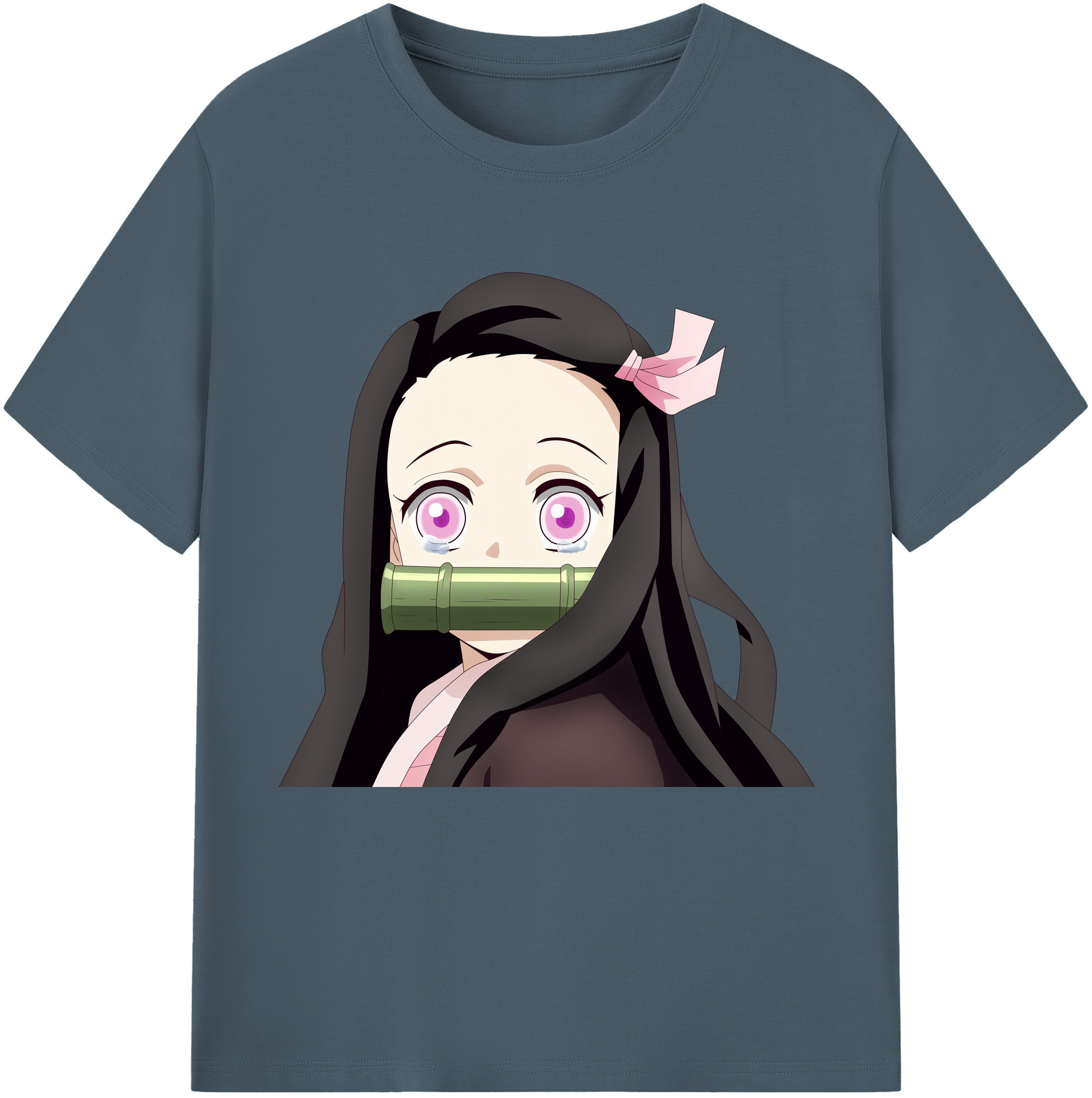（画像用） 鬼滅の刃（きめつのやいば）竈門 禰󠄀豆子／かまど ねずこ Kamado Nezuko 綿100％半袖Tシャツ（フロントプリント）